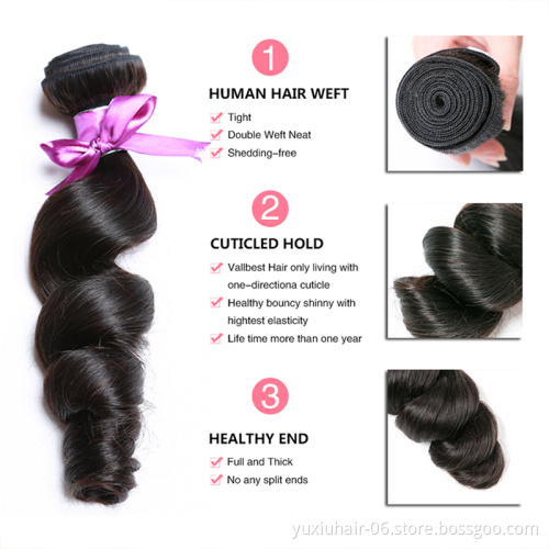Brazilian Hair Loose Wave Bundles Natural color virgin brazilian cuticle aligned 100% Human Hair Bundles Remy Hair Extensions